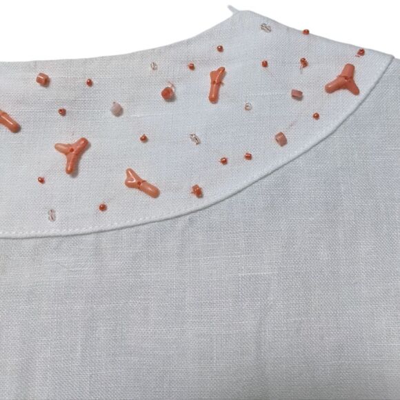 BEATRIZ CAMACHO Coral Party Linen Tunic Top 6 - Picture 6 of 7